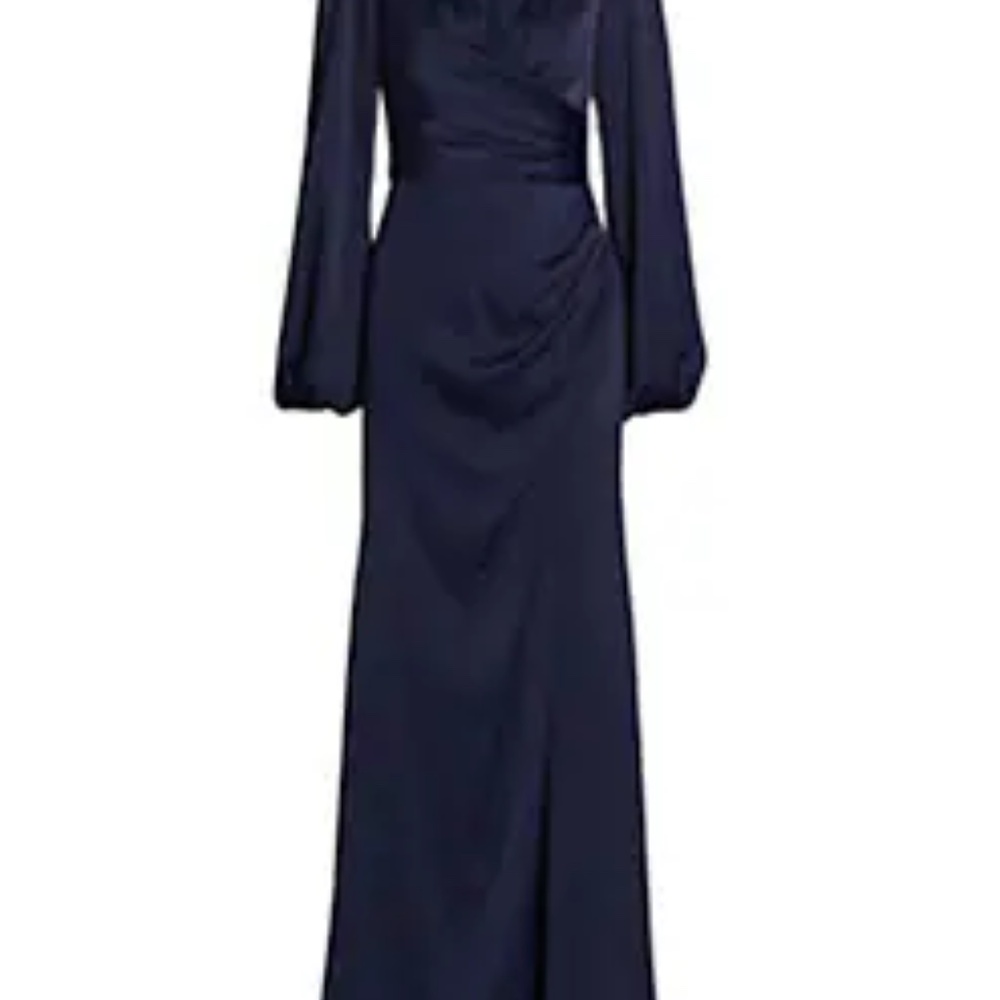 Kali Wrapped Satin Gown Color: FRENCH NAVY Size: 6